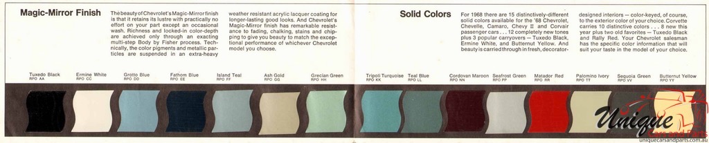 1968 Chevrolet Colors Foldout Page 1